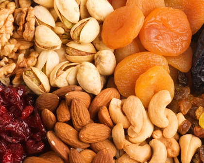 Healthy dried Fruits And Fresh Nuts