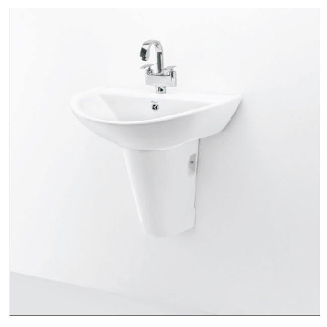 Wall-Mounted Half Pedestal Wash Basin(820x335x460)mm